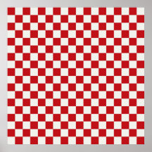 Red and White Chequered Pattern Country BBQ Colour Poster