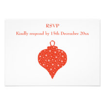 Red and White Christmas Bauble Design. Custom Invitations