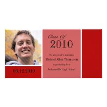 Red and White Graduation Photo Card