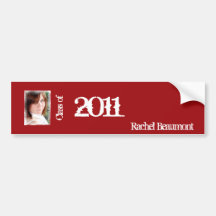 Red and White Grunge Graduation Wine Label Bumper Sticker