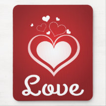 Red and White Hearts Love Mousepad