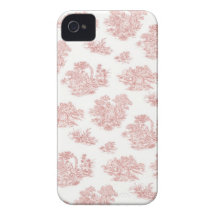 Red and white Jouy print Case-Mate iPhone 4 Cases