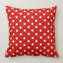 Red and White Polka Dot Pillow