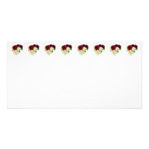 Red and White Rose Heart Custom Photo Card