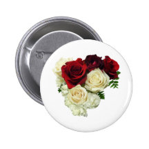 Red and White Rose Heart Pins