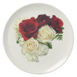 Red and White Rose Heart Plate