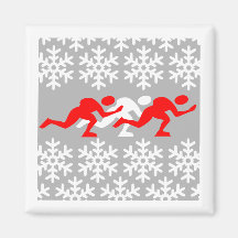 Red and white speed skaters fridge magnets