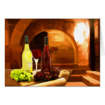 Red and White Wine in the Cellar Cards