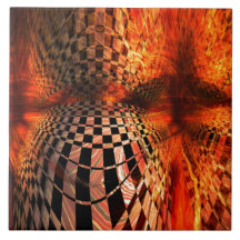 Red And Yellow Chequerboard Ceramic Tiles
