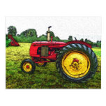 Red and Yellow Farm Tractor Post Cards