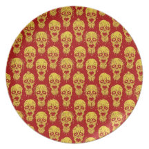 Red and Yellow Zombie Apocalypse Pattern Dinner Plate
