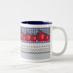 Red Apple Blue Plaid Eyelet Coffee Mug