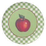 Red Apple Green Checks Party Plates