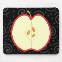 Red Apple Half. Swirl Pattern Background. Mousemat