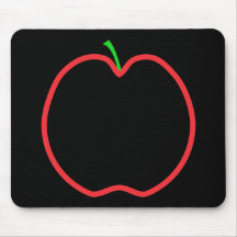 Red Apple Outline. Black centre, Green stem. Mousemats