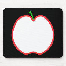 Red Apple Outline. White centre, Green stem. Mousepads