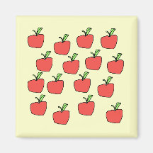 Red apple pattern, on cream. fridge magnets