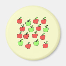 Red Apples and Green Apples, Pattern, on Cream. Fridge Magnets
