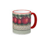 Red  Apples Green Plaid Mugs