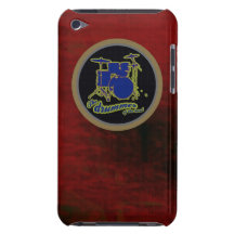 red background blue drum barely there iPod covers