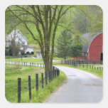 Red barn and farm house near Berlin, Ohio. Stickers