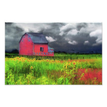 Red barn, nature photography, country home decor