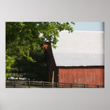 Red Barn With Fence Poster