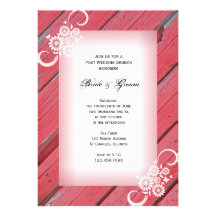 Red Barn Wood Country Post Wedding Brunch Personalised Invitation