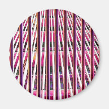 Red Bars & Grid Abstract Art Pattern 3 Magnet