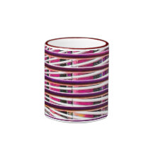 Red Bars & Grid Abstract Art Pattern 3 Mugs