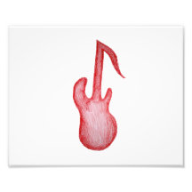 Red bass music note in crayon photo art