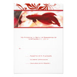 Red Betta Fish Wedding RSVP card Personalised Invitations