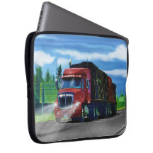 Red Big Rig Truck Driver's Art Laptop Sleeve