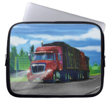 Red Big Rig Truck Driver's Art Laptop Sleeve