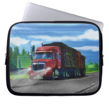 Red Big Rig Truck Driver's Art Laptop Sleeve