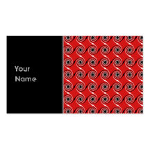 Red, Black and White Spiral Swirl Pattern. Business Cards