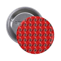 Red, Black and White Spiral Swirl Pattern. Pinback Button