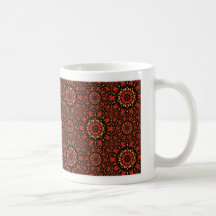 Red black and yellow mug