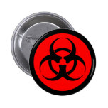 Red & Black Biohazard Symbol Button