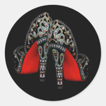 Red Black Gold High Heel Shoe Stickers