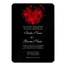 Red & Black Heart Roses Butterfly Weddings Personalized Announcements