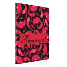 Red & Black Parisian Paisley Romance Customizable Gallery Wrapped Canvas