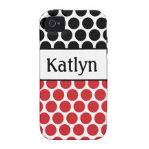 Red & Black Polka Dot iPhone Case iPhone 4 Cover