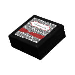 Red, Black, White Damask Bridesmaid Trinket Box