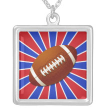 Red, Blue and White Retro Football Custom Jewelry