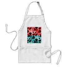 Red Blue Flowers Birds Butterflies Floral Grunge Aprons