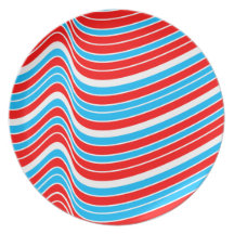 Red Blue Wave Pattern Dinner Plate