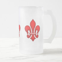 Red Candy Fleur de lis Frosted Glass Mug