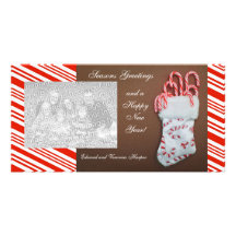 Red Candy Stripe Photo Card