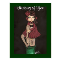 Red Caped Quantum Cutie is Thinking of You Post Cards